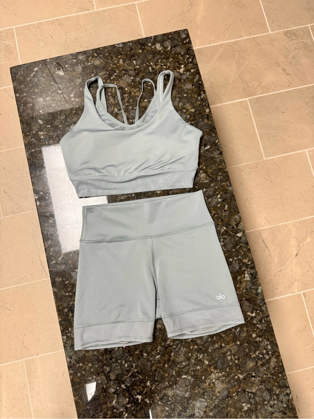 Alo Yoga Airlift Double Trouble Set – Cosmic Grey – Size L – Sold Out Color